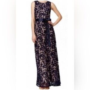 Adrianna Papell Navy Lace Maxi Dress